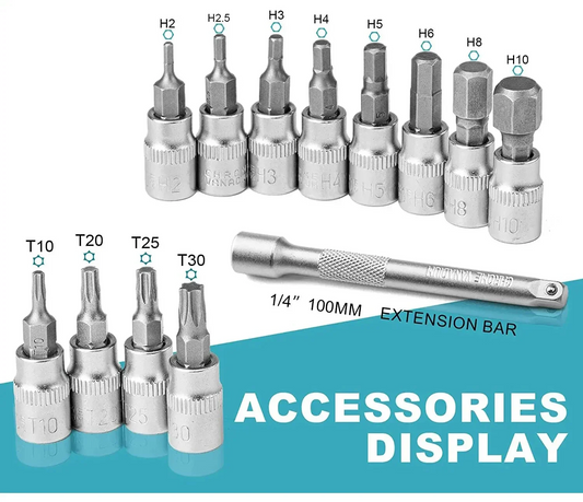 14-Piece Bike Torque Wrench Set Blue